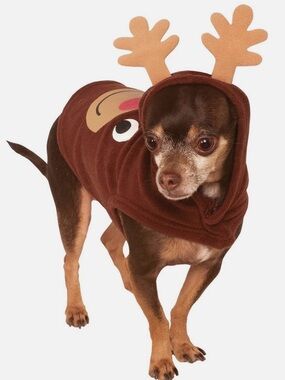 Rubie's Brown Reindeer Dog Hoodie with Tan Antlers